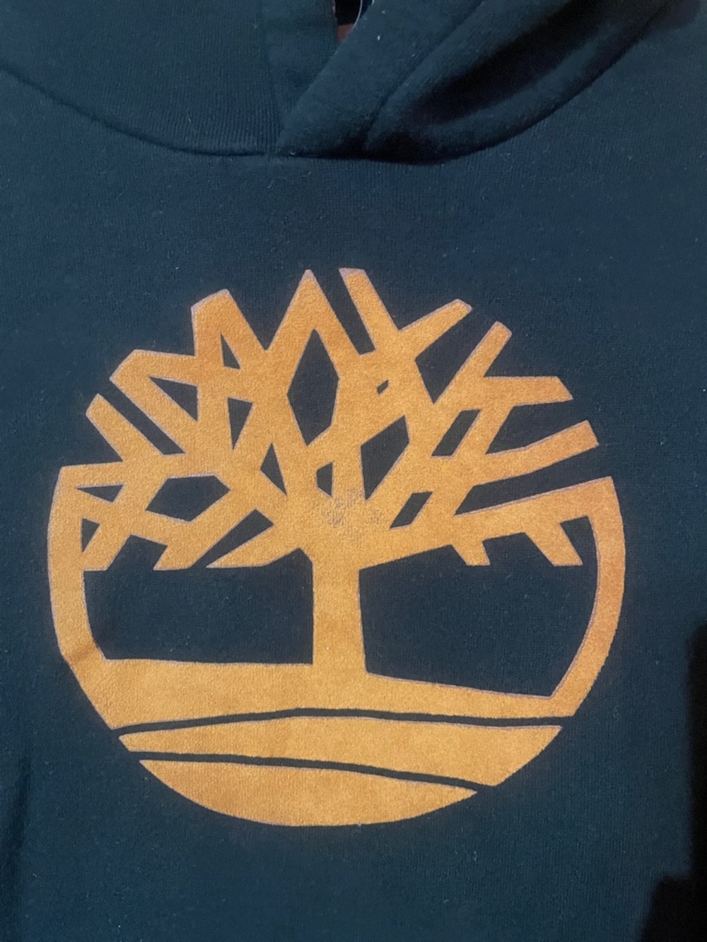 NWOT Timberland Black Hoodie with Orange Tree Logo 14-16 - Picture 2 of 4